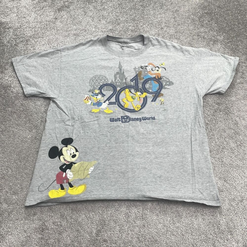 Disney Mickey Mouse Vintage Graphic T-Shirt Mens XL Gray Crew Neck Casual Tee